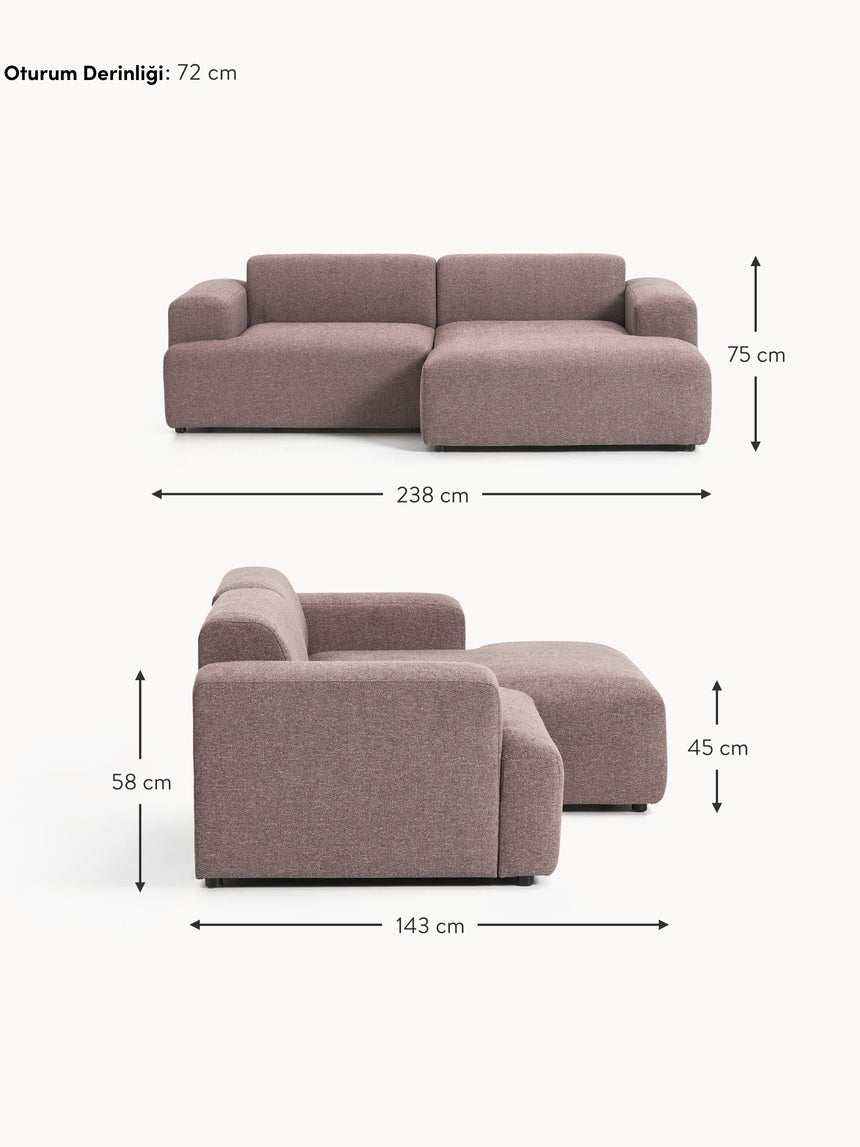 Mira Köşe Koltuk Antik Pembe