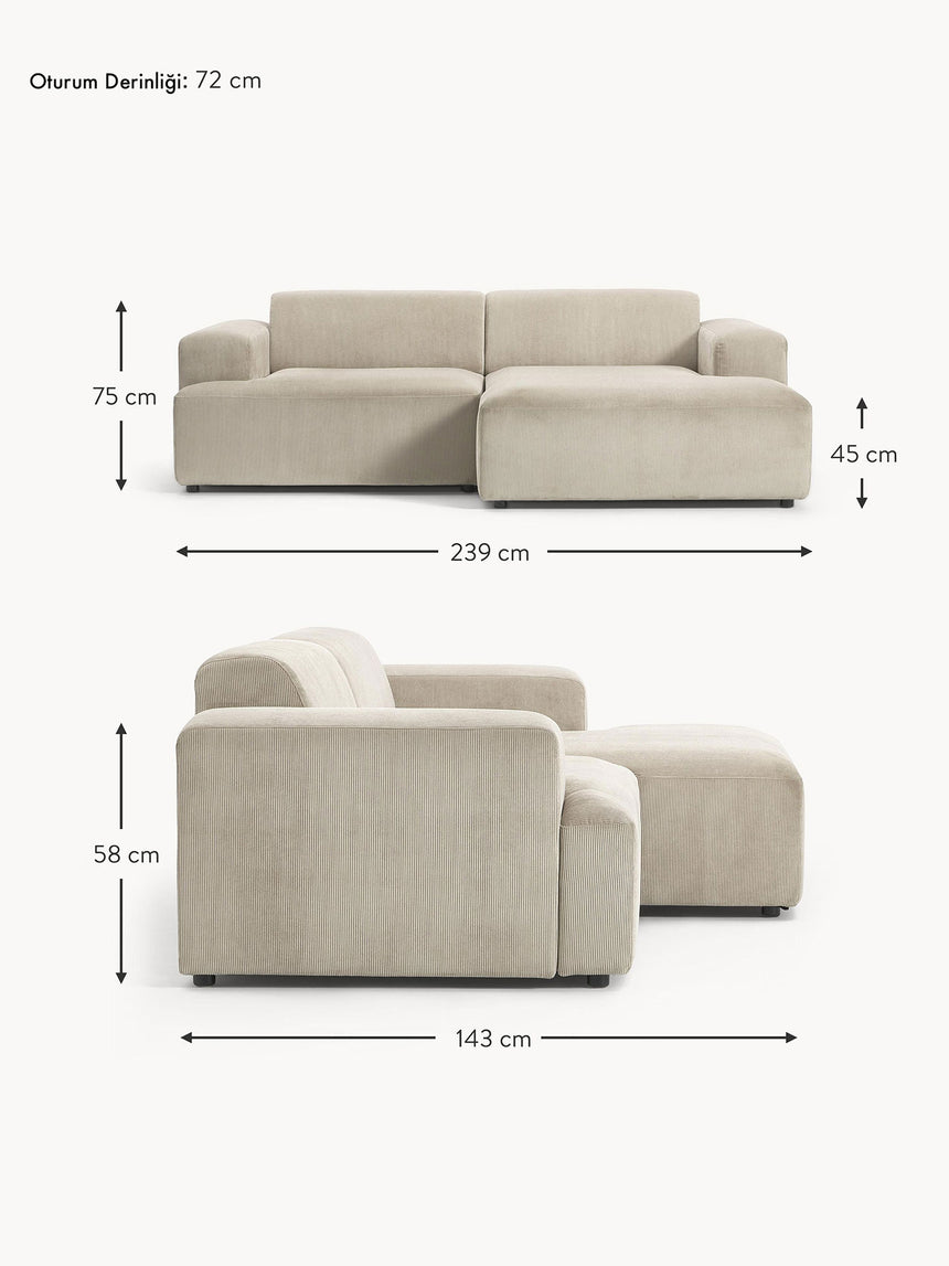 Mira Köşe Koltuk Bej Fitilli