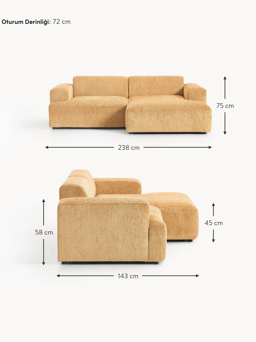 Mira Köşe Koltuk Hardal Sarısı Şönil