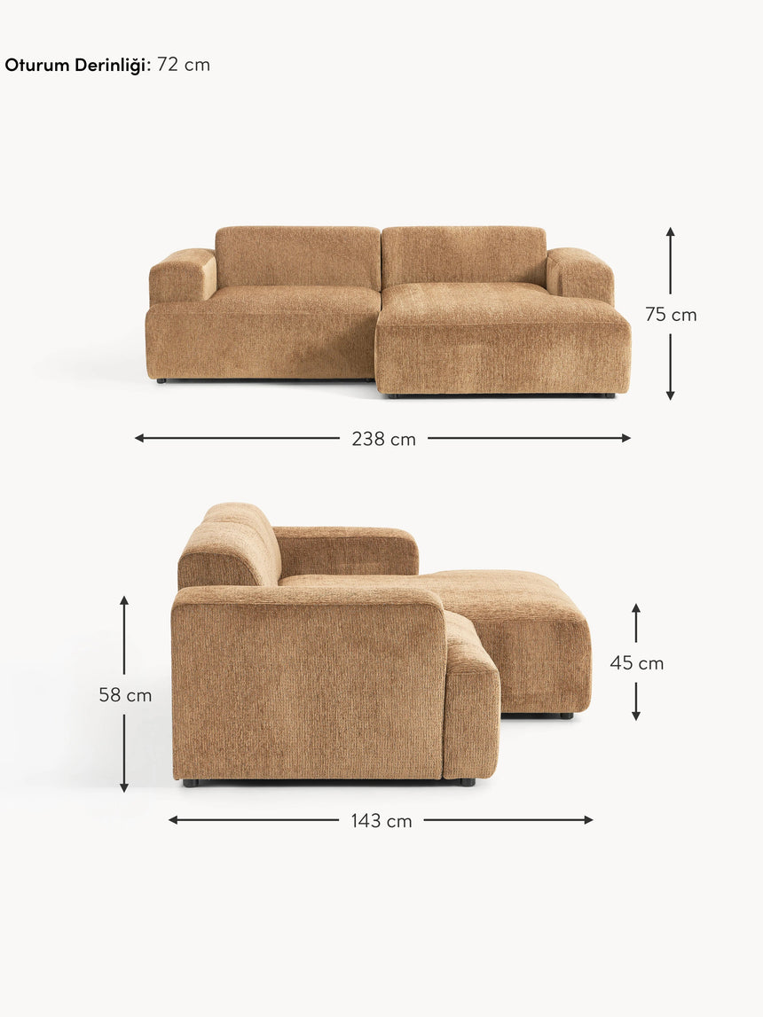 Mira Köşe Koltuk Kahve Şönil