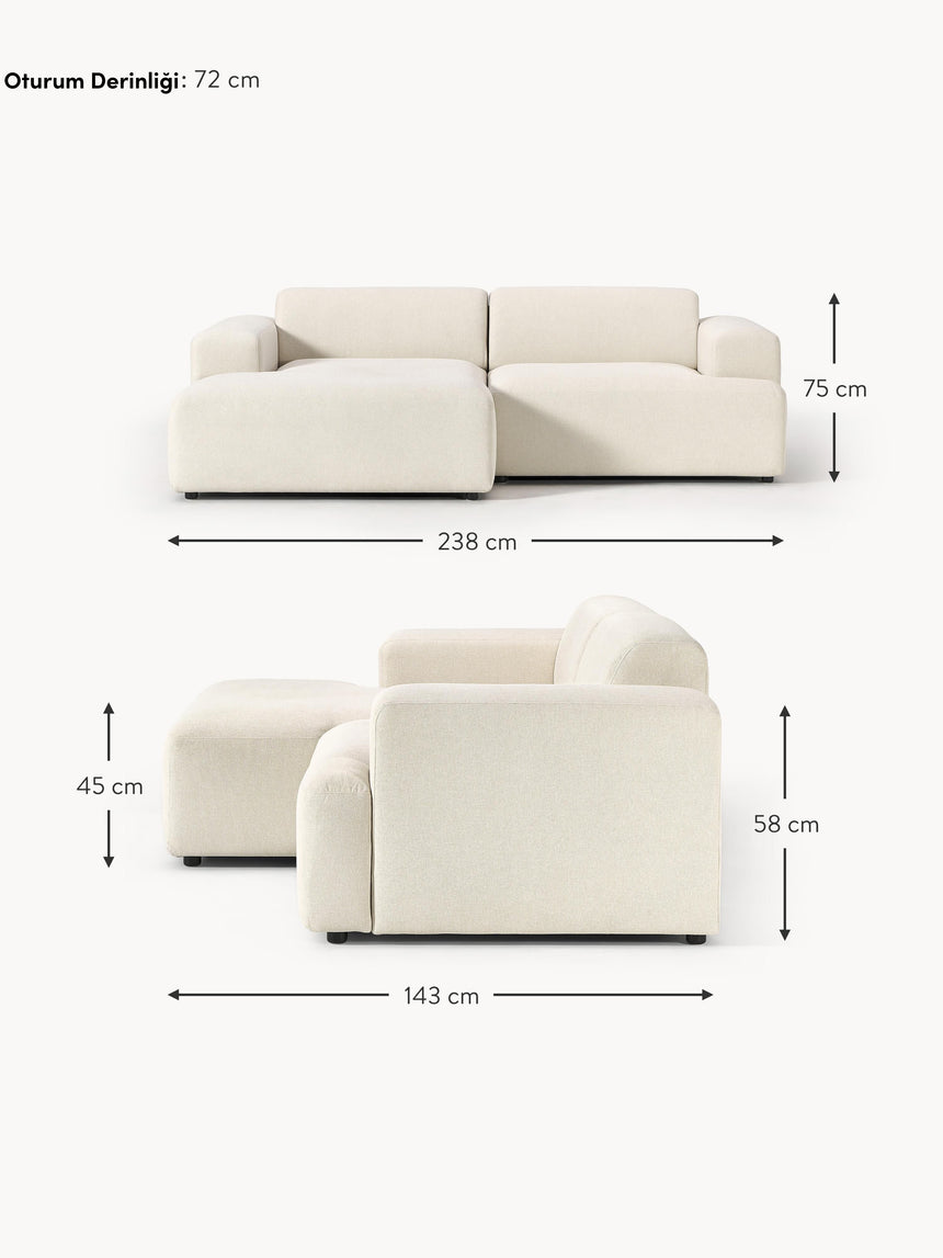 Mira Köşe Koltuk Kırık Beyaz