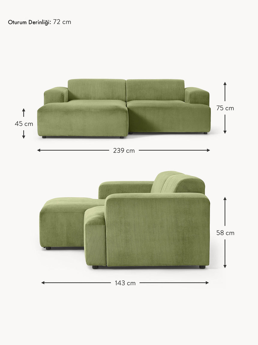 Mira Köşe Koltuk Yeşil Fitilli