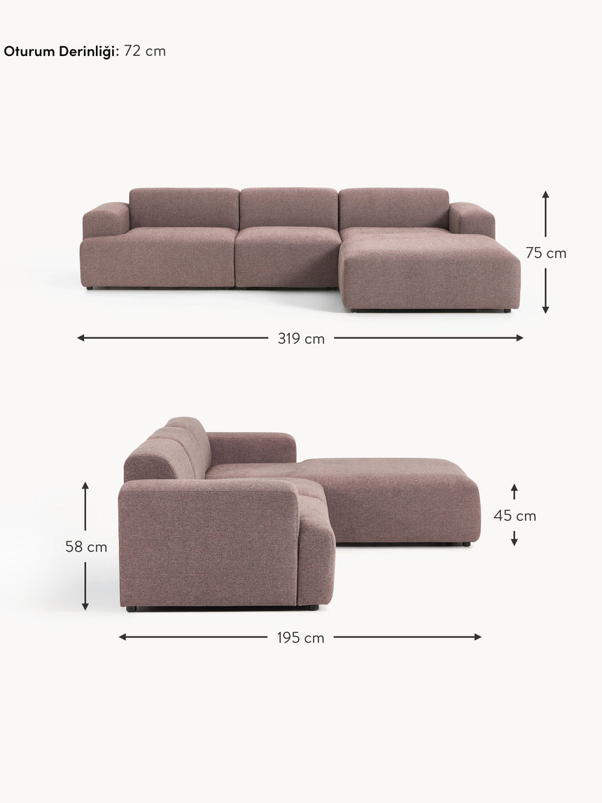 Mira Large Köşe Koltuk Antik Pembe