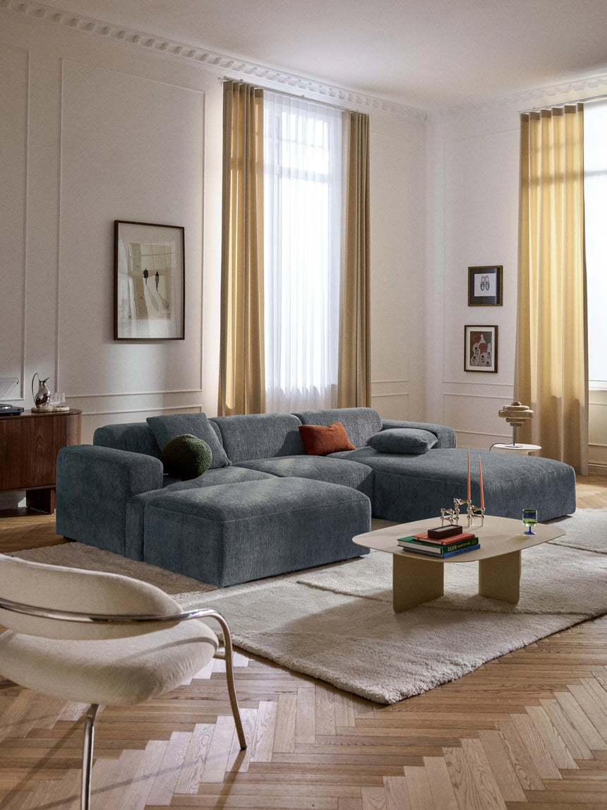 Mira Large Köşe Koltuk Gri Mavi Şönil