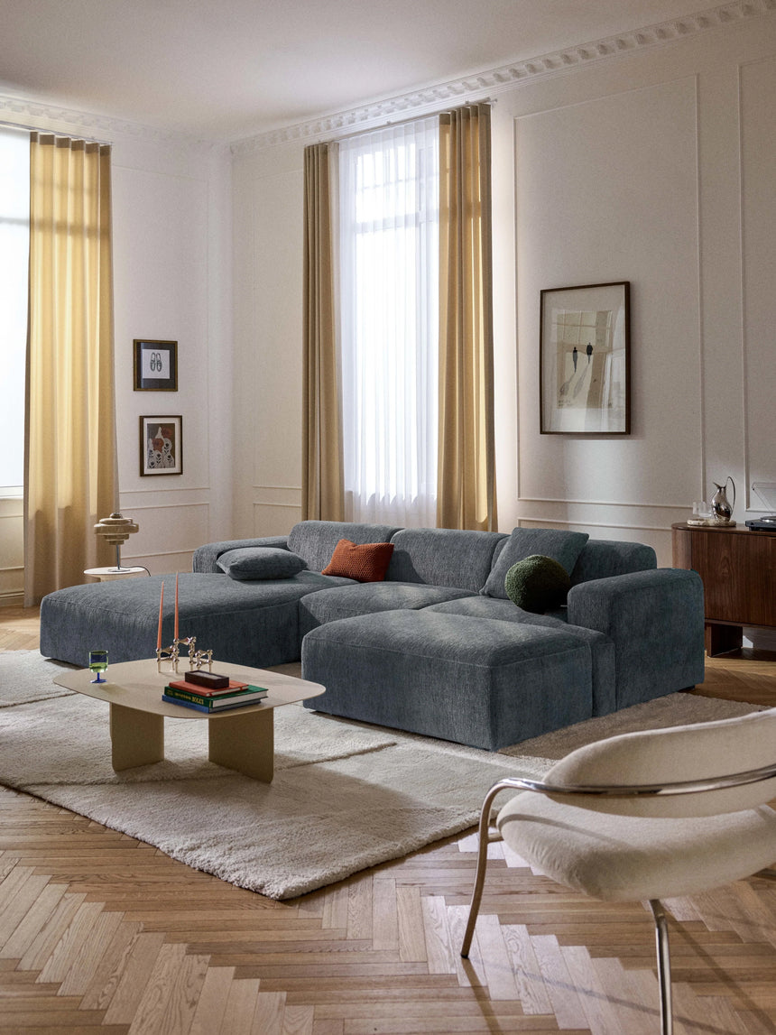 Mira Large Köşe Koltuk Gri Mavi Şönil