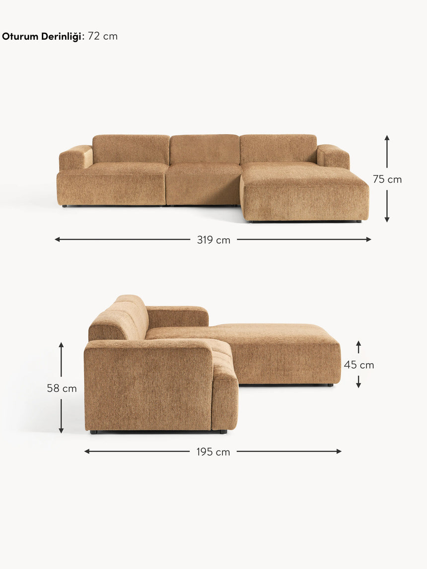 Mira Large Köşe Koltuk Kahve Şönil