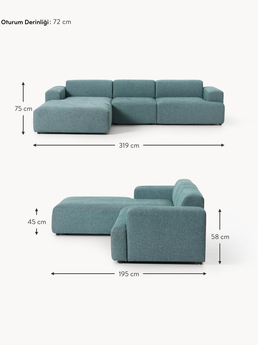 Mira Large Köşe Koltuk Turkuaz