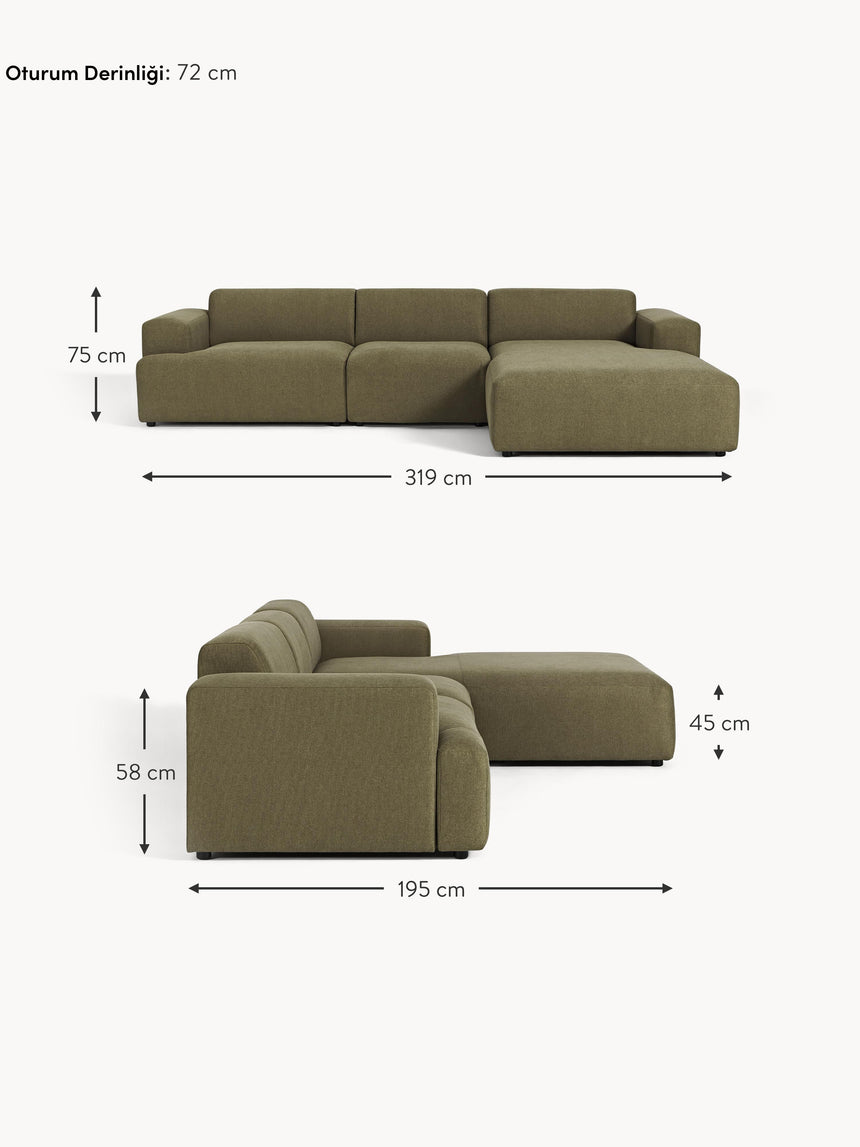 Mira Large Köşe Koltuk Zeytin Yeşili