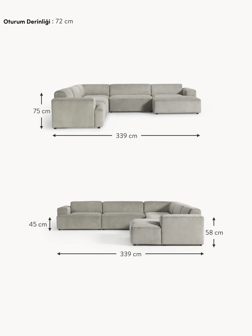 Mira Max Köşe Koltuk Gri Fitilli