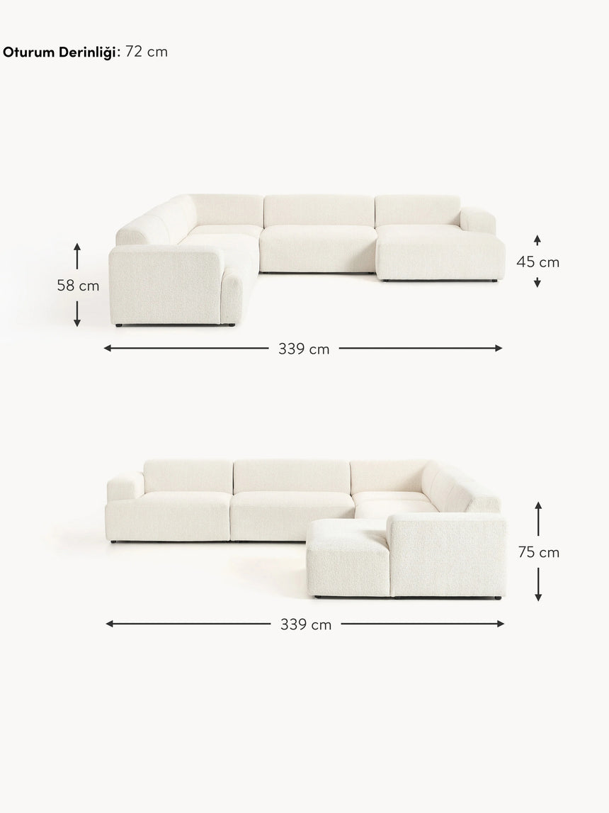 Mira Max Köşe Koltuk Kırık Beyaz Şönil