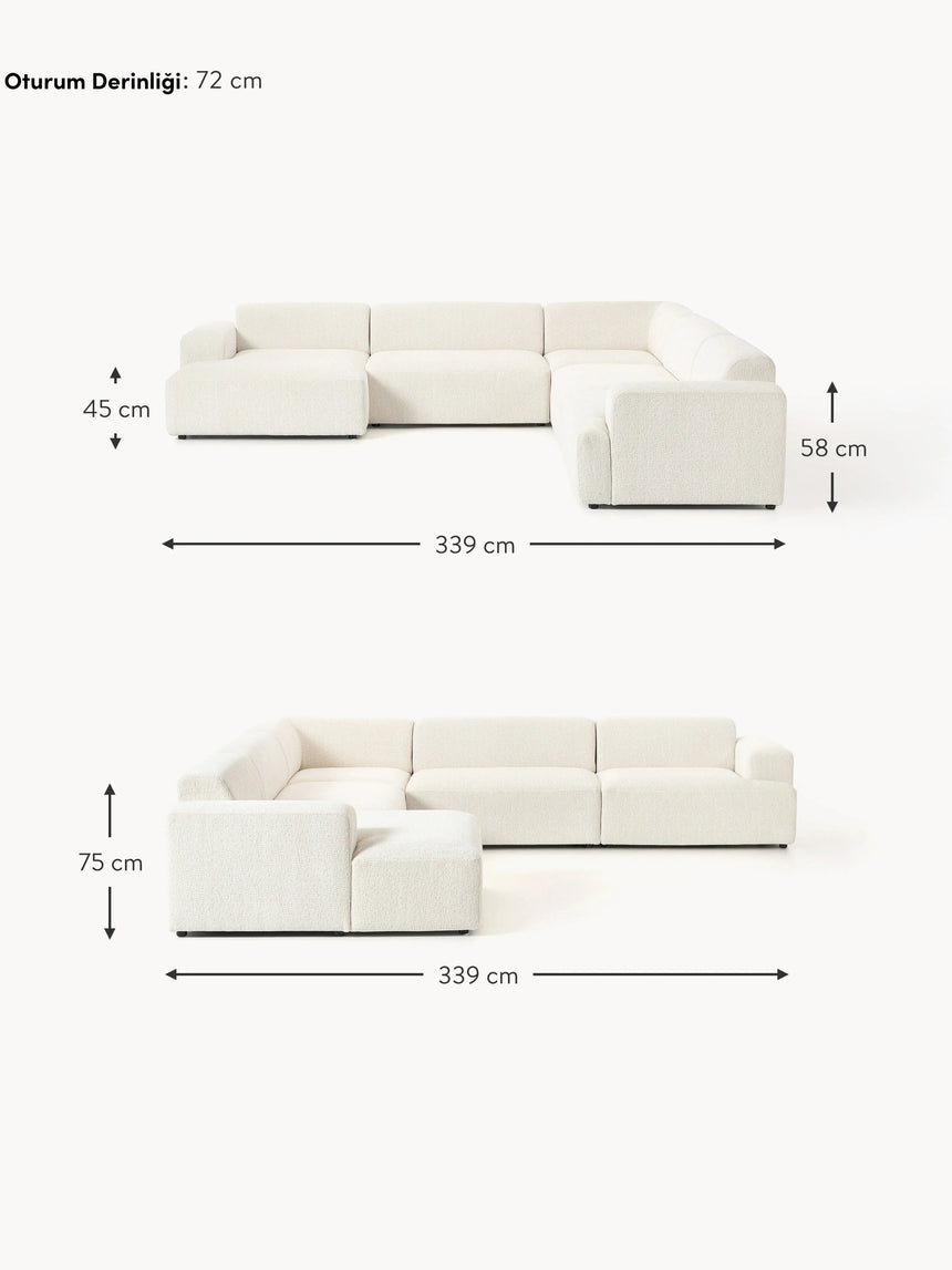 Mira Max Köşe Koltuk Kırık Beyaz Şönil