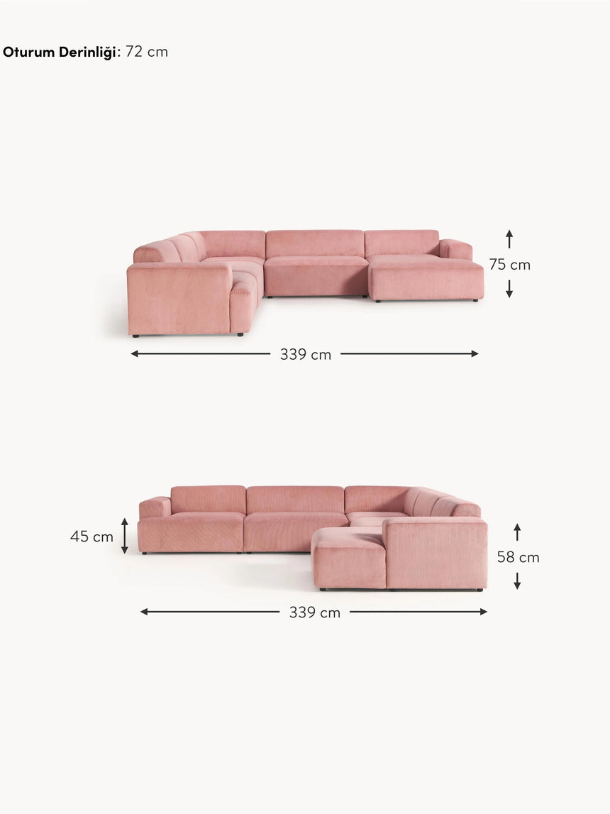 Mira Max Köşe Koltuk Pembe Fitilli