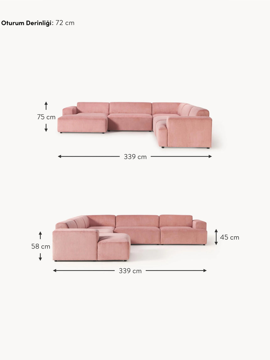 Mira Max Köşe Koltuk Pembe Fitilli