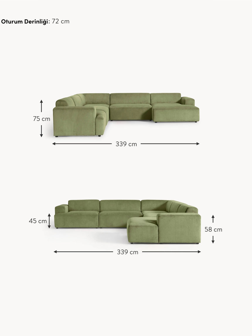 Mira Max Köşe Koltuk Zeytin Yeşili Fitilli