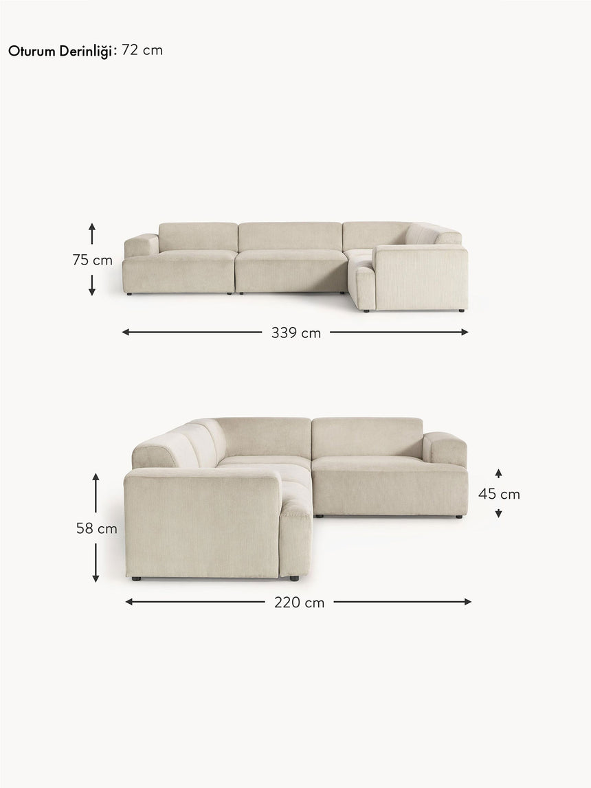 Mira Plus Köşe Koltuk Bej Fitilli