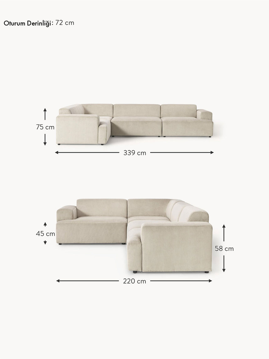 Mira Plus Köşe Koltuk Bej Fitilli