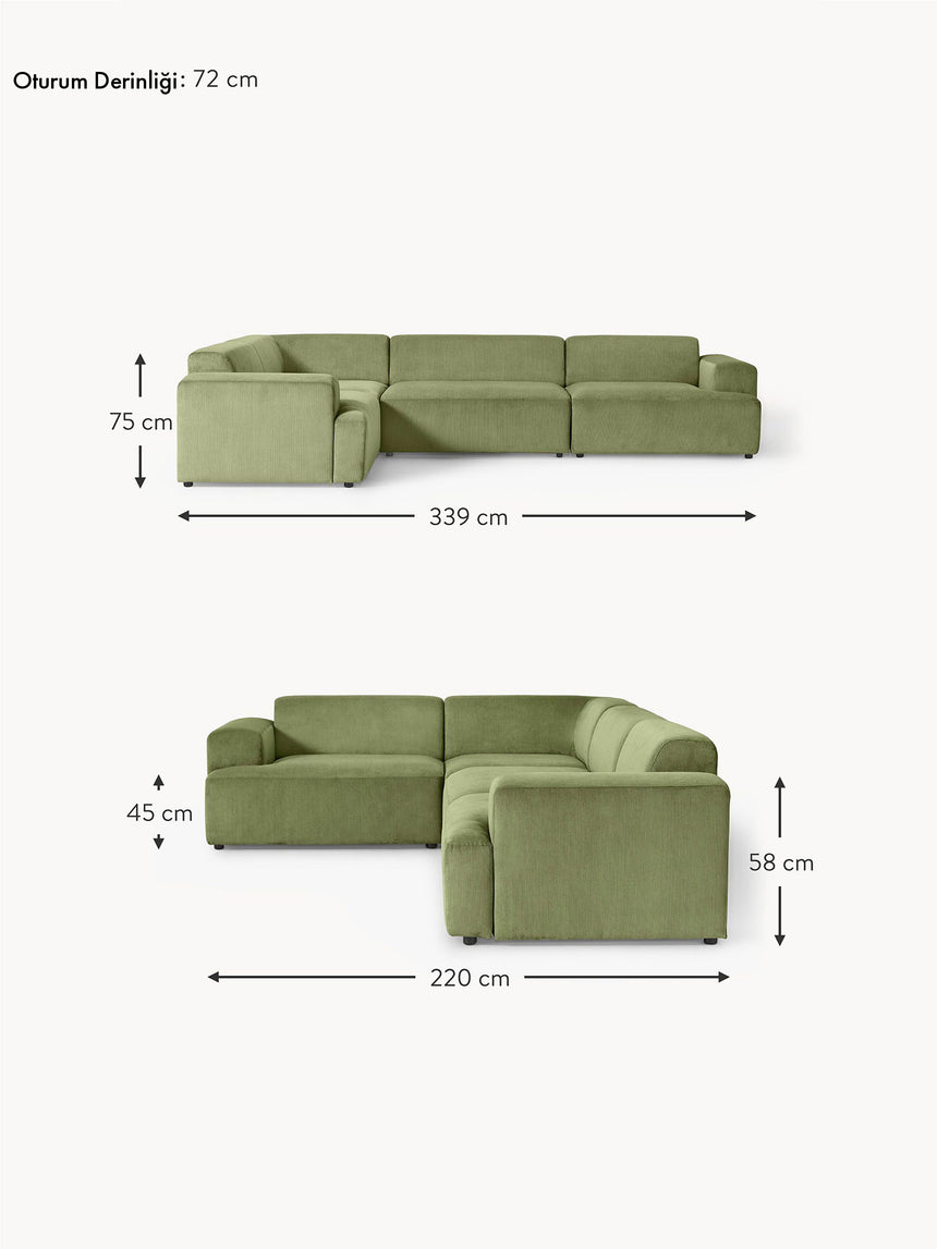 Mira Plus Köşe Koltuk Yeşil Fitilli