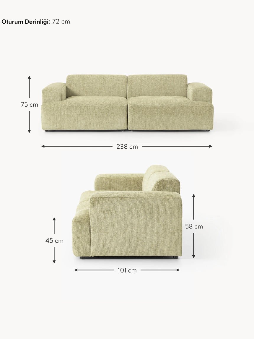 Mira Üçlü Koltuk Açık Yeşil Şönil