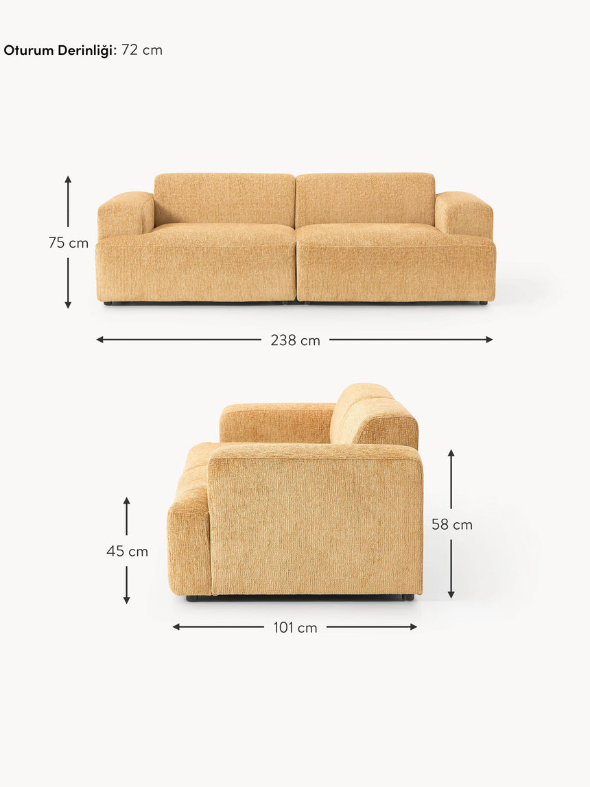 Mira Üçlü Koltuk Hardal Sarısı Şönil
