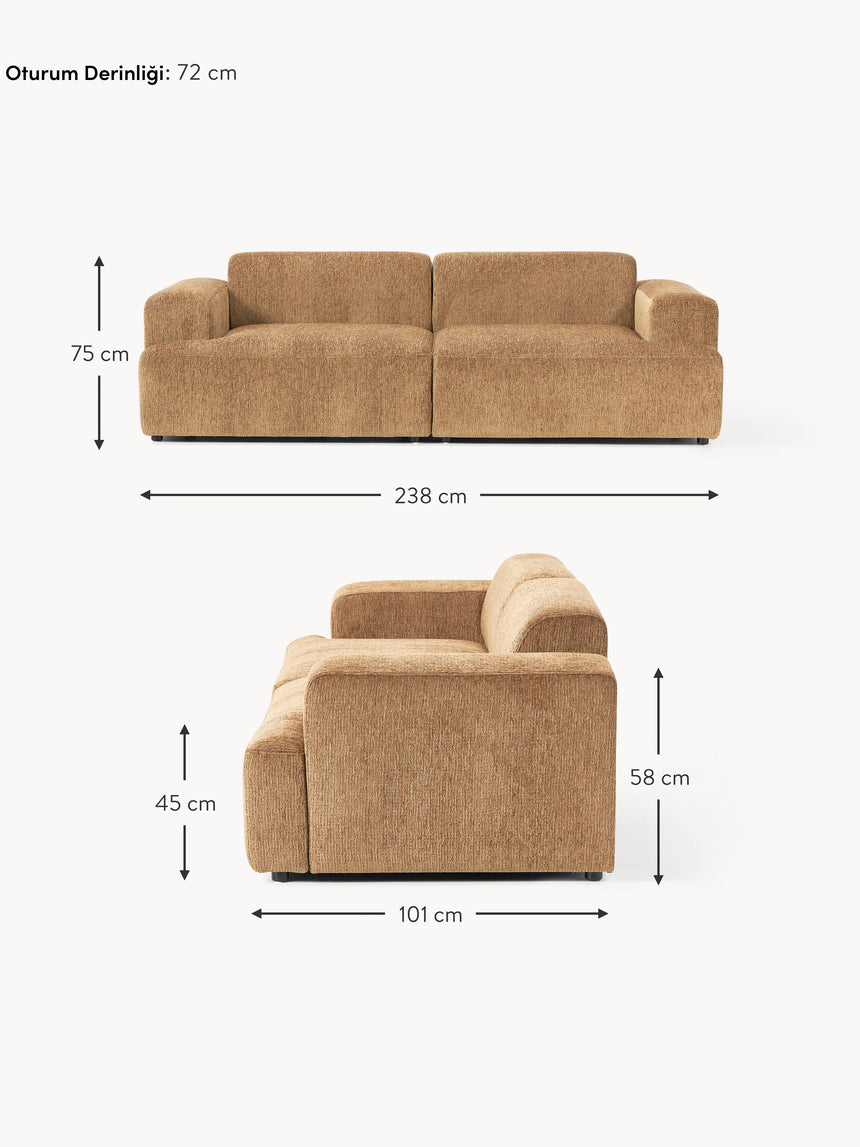 Mira Üçlü Koltuk Kahve Şönil
