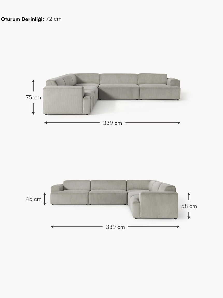 Mira Ultra Köşe Koltuk Gri Fitilli