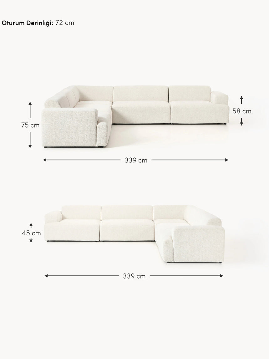 Mira Ultra Köşe Koltuk Kırık Beyaz Şönil