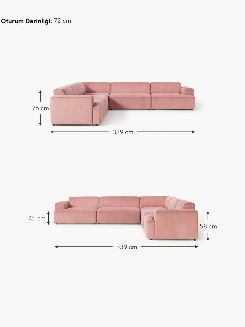 Mira Ultra Köşe Koltuk Pembe Fitilli