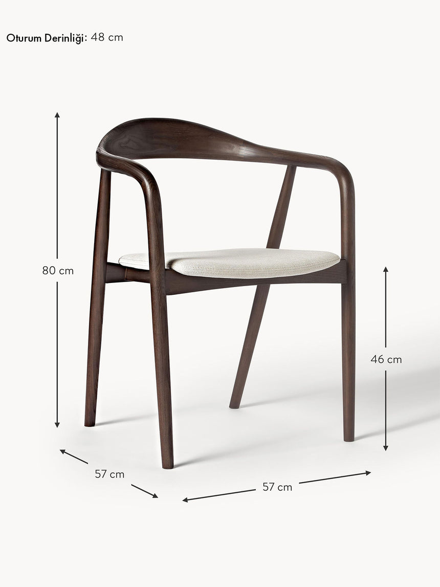 Moble Krem Minderli Ahşap Sandalye Ceviz