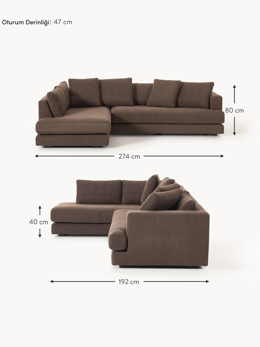 Model Köşe Koltuk Koyu Kahve Bukle