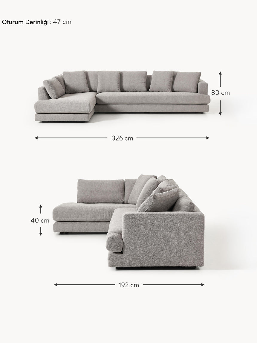 Model Plus Köşe Koltuk Gri Bukle