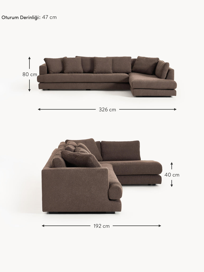Model Plus Köşe Koltuk Koyu Kahve Bukle