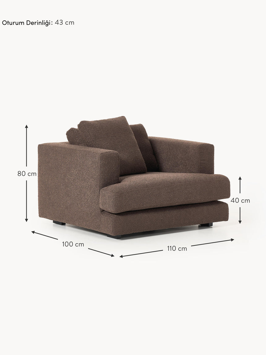 Model Tekli Koltuk Koyu Kahve Bukle