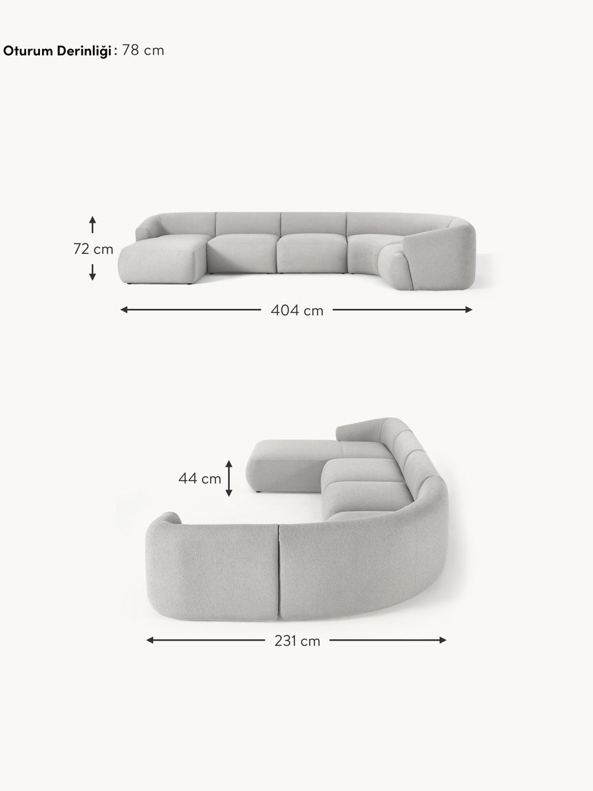 Modern Big Köşe Koltuk Açık Gri Bukle
