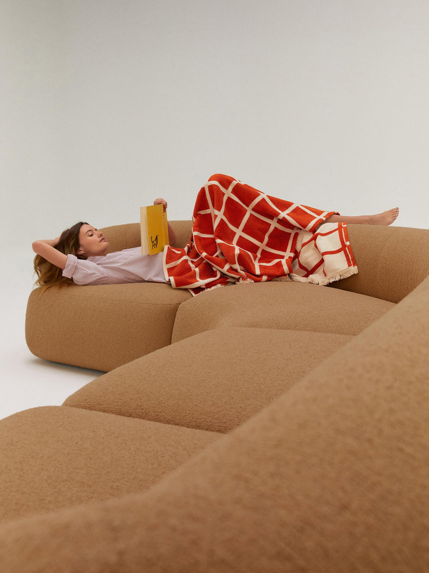 Modern Big Köşe Koltuk Açık Kahve Bukle