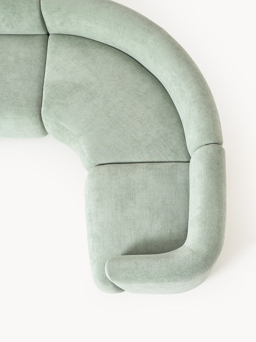 Modern Big Köşe Koltuk Adaçayı Yeşili Dokuma Kadife