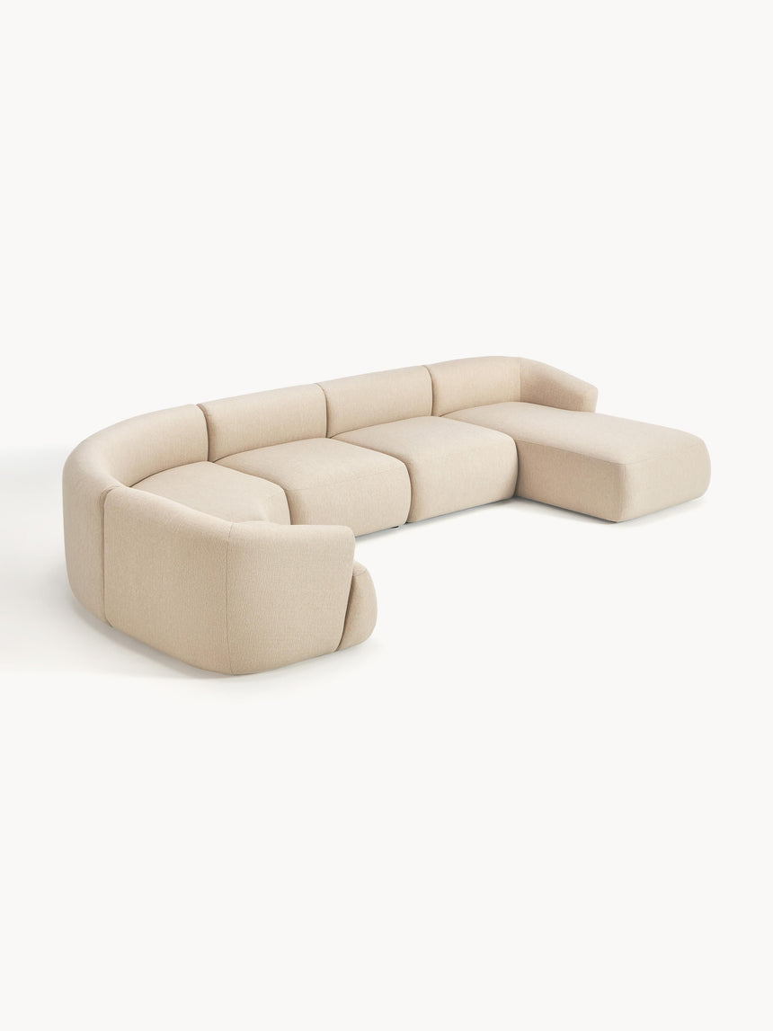 Modern Big Köşe Koltuk Bej Dokuma Kumaş