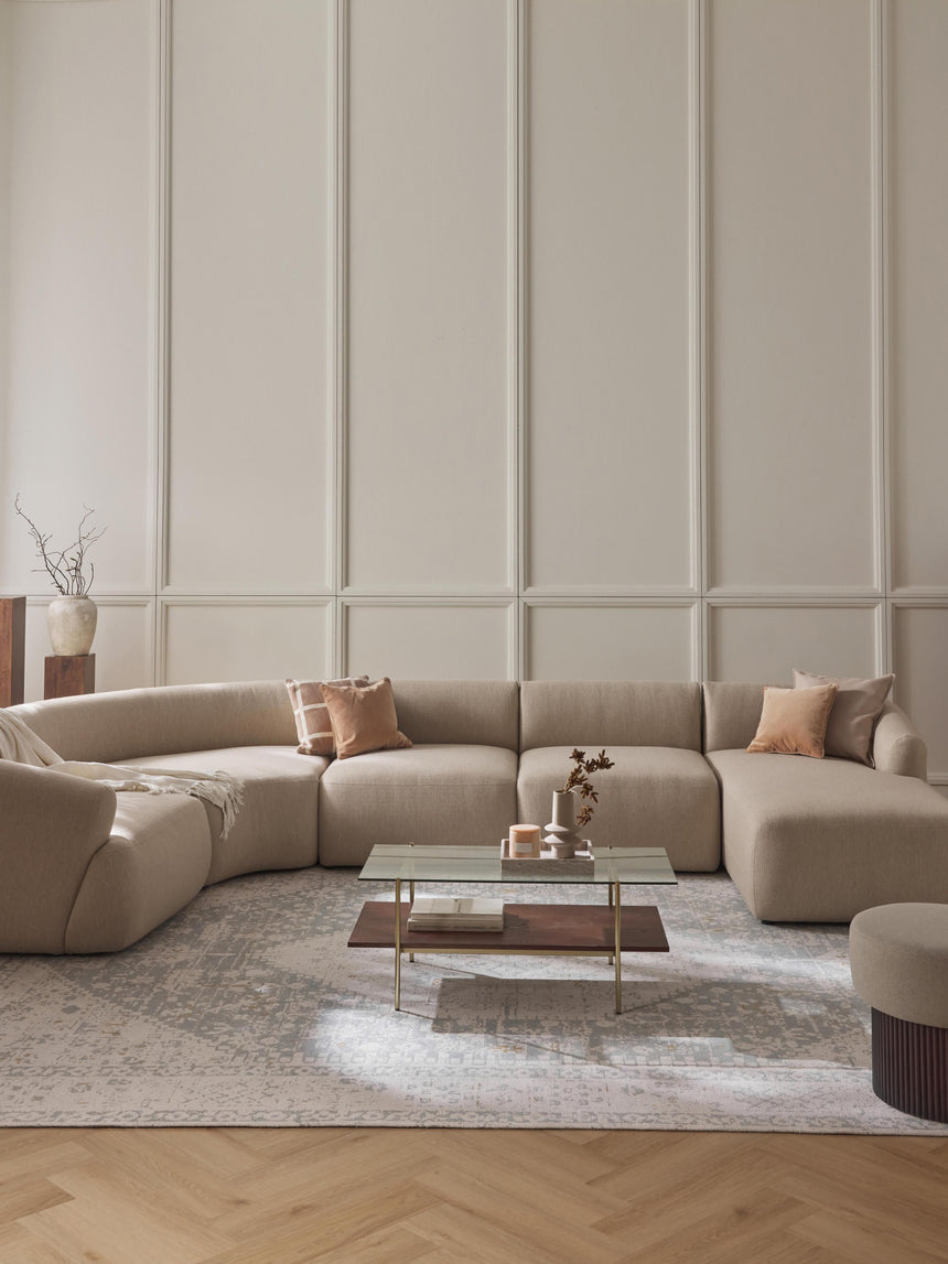 Modern Big Köşe Koltuk Bej Dokuma Kumaş