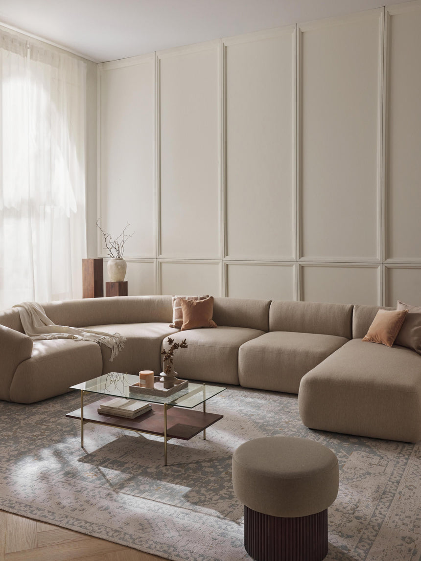 Modern Big Köşe Koltuk Bej Dokuma Kumaş