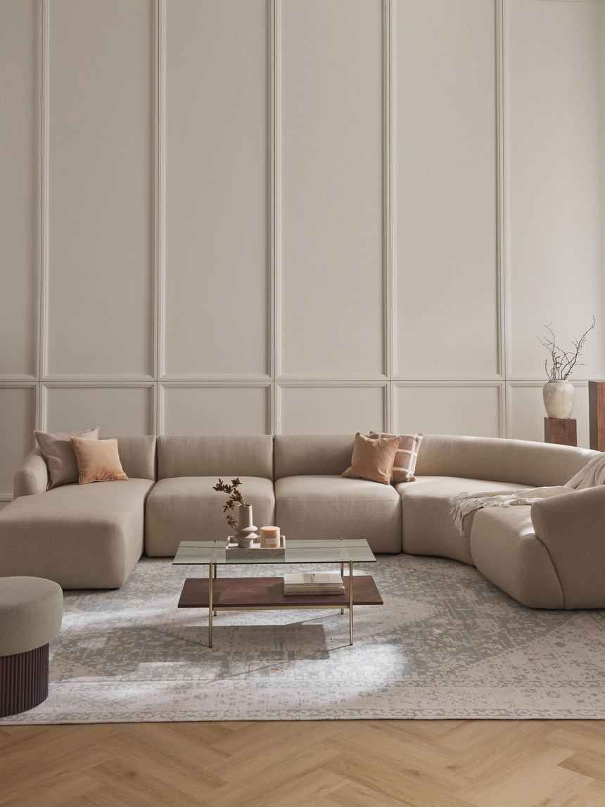 Modern Big Köşe Koltuk Bej Dokuma Kumaş