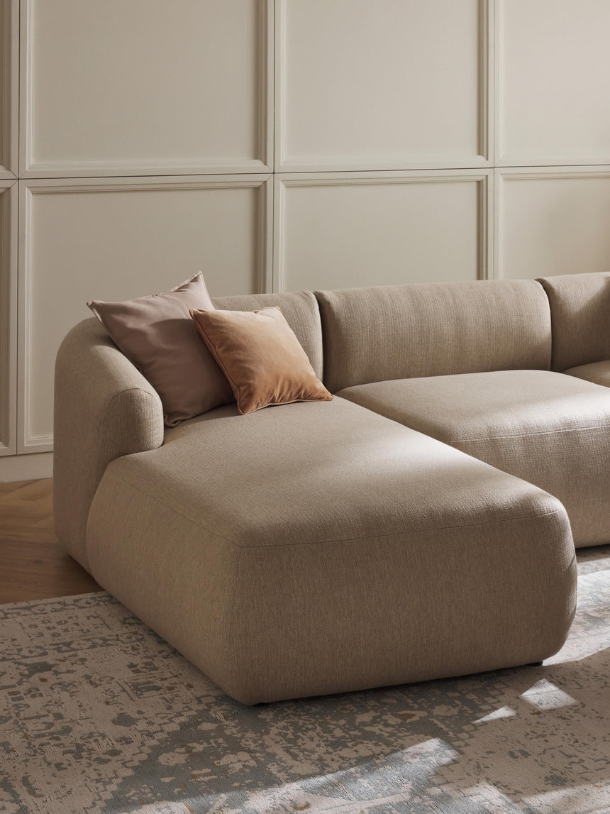 Modern Big Köşe Koltuk Bej Dokuma Kumaş