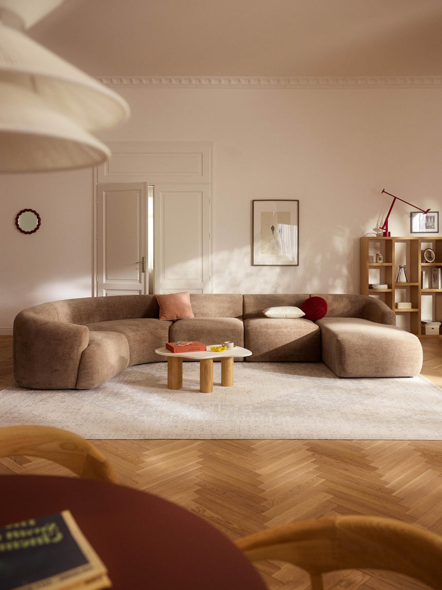 Modern Big Köşe Koltuk Kahve Dokuma Kadife