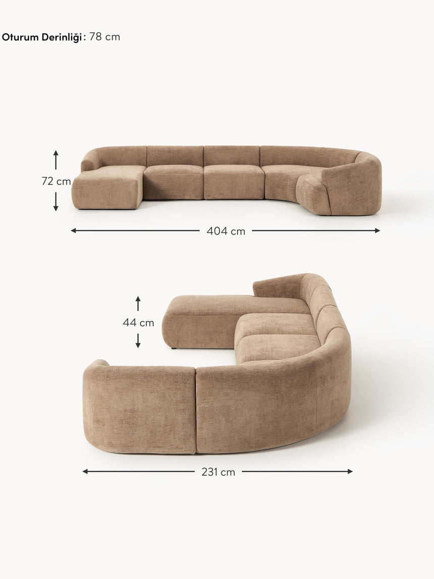 Modern Big Köşe Koltuk Kahve Dokuma Kadife