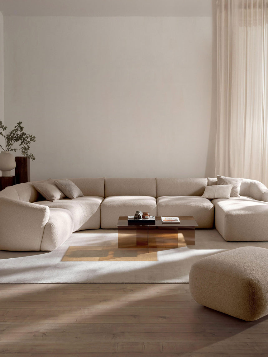 Modern Big Köşe Koltuk Kırık Beyaz Bukle