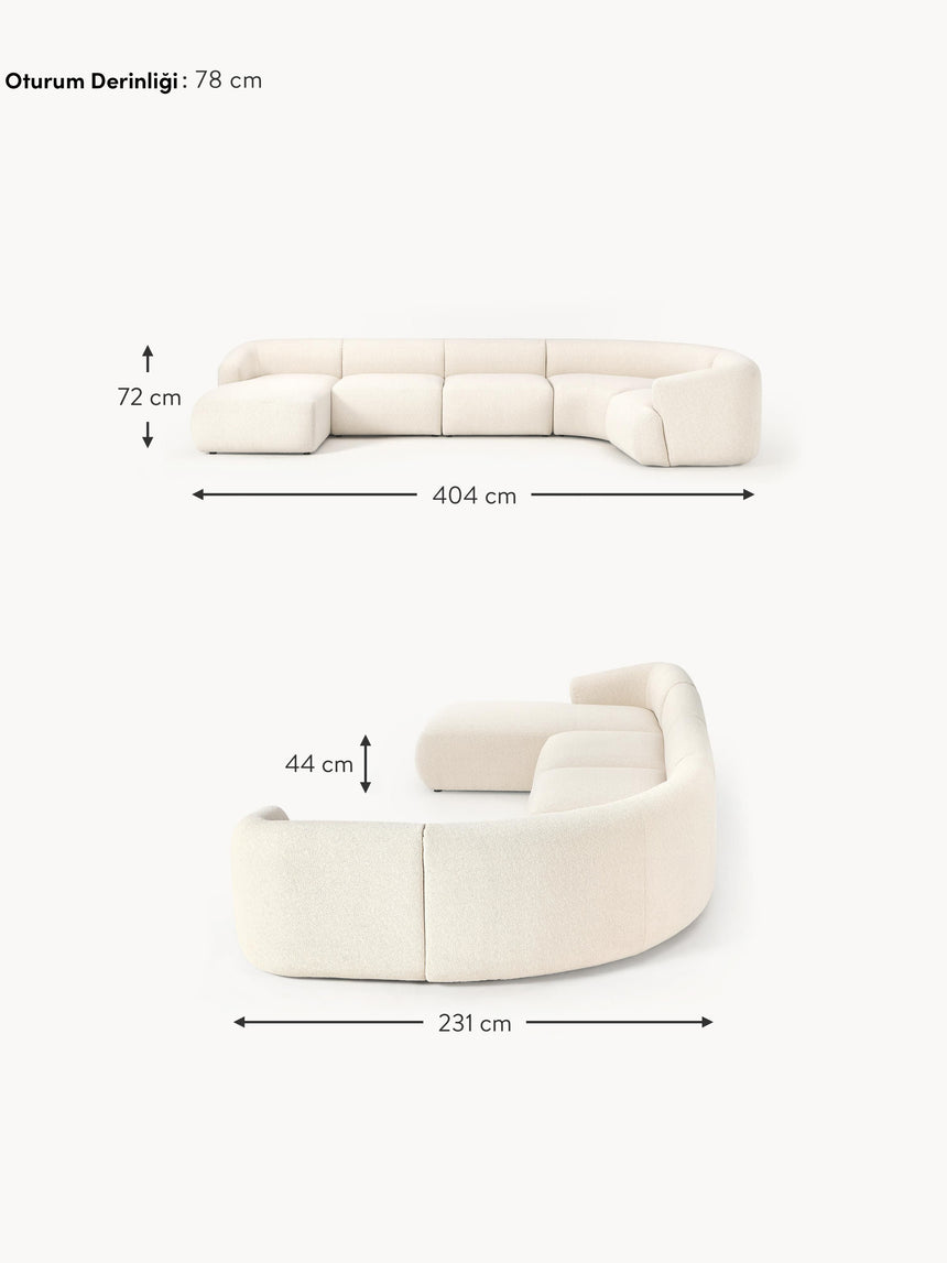 Modern Big Köşe Koltuk Kırık Beyaz Bukle