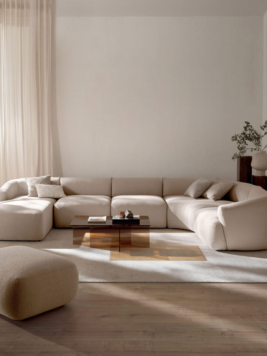 Modern Big Köşe Koltuk Kırık Beyaz Bukle