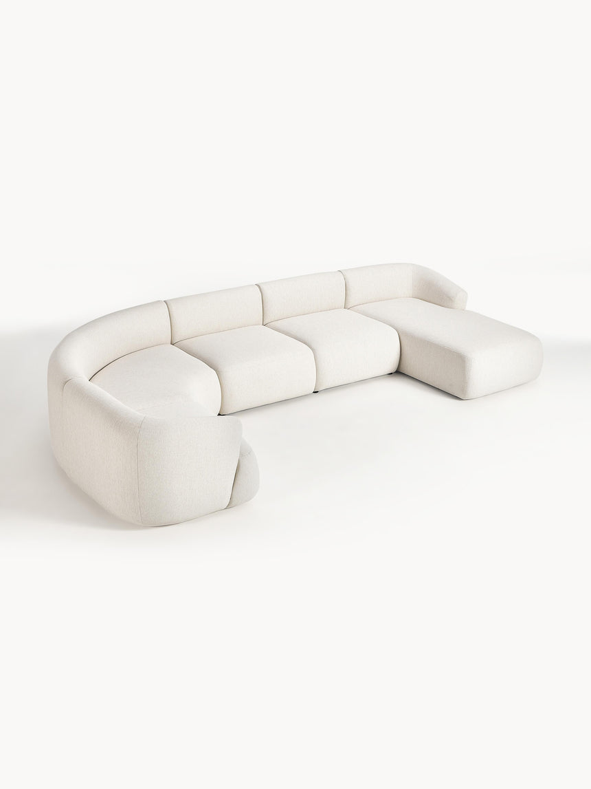 Modern Big Köşe Koltuk Kırık Beyaz Dokuma Kumaş