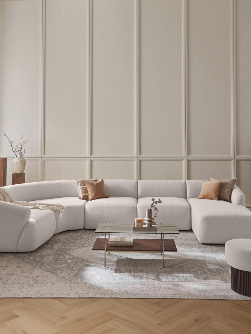 Modern Big Köşe Koltuk Kırık Beyaz Dokuma Kumaş