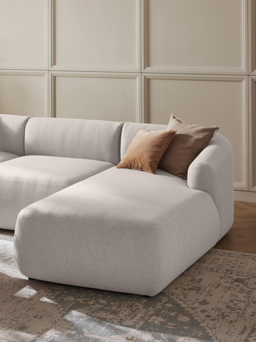 Modern Big Köşe Koltuk Kırık Beyaz Dokuma Kumaş