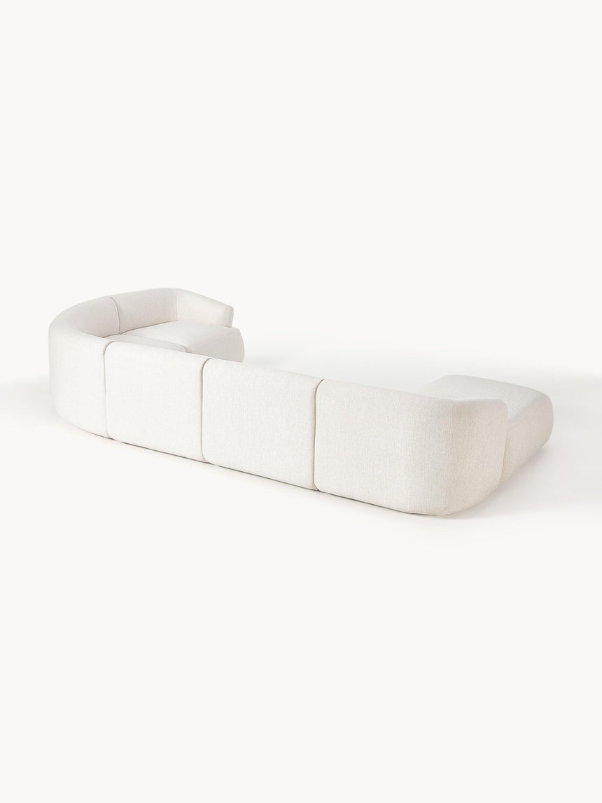 Modern Big Köşe Koltuk Kırık Beyaz Dokuma Kumaş