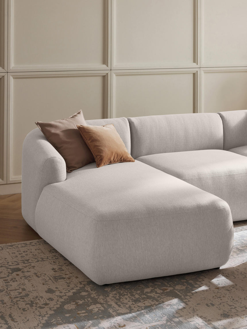 Modern Big Köşe Koltuk Kırık Beyaz Dokuma Kumaş